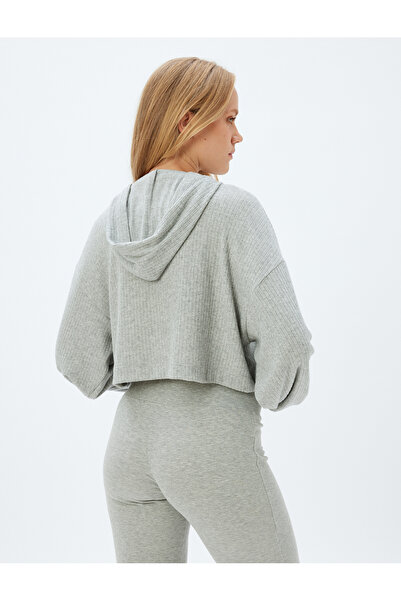 Koton Kapuzen-Crop-Pyjama mit langen Ärmeln und bequemer Passform