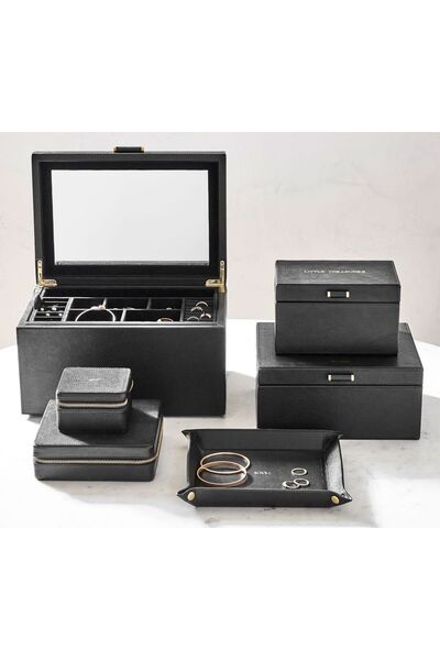 Pottery Barn Quinn Deri Mücevher Saklama Koleksiyonu, Büyük Boy