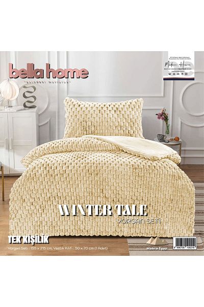 Bikaya Home Winter Tale Single Duvet Set, Rabbit Feather Duvet Set, 155X215 cm