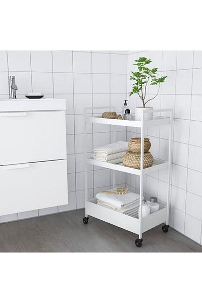 IKEA Καρότσι σερβιρίσματος 3 επιπέδων Λευκό Χρώμα 50,5x30x83 cm Μονάδα ραφιών οργάνωσης Ατσάλι