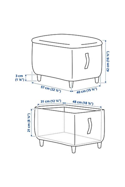 IKEA Cushion, Pouf with Storage Eyes, Height: 42 cm Length: 57 cm Width: 40 cm