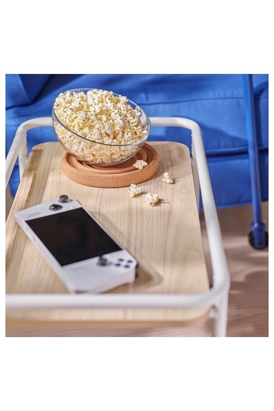 IKEA tekerlekli sehpa, açık dişbudak görünümlü-beyaz, 69x39 cm