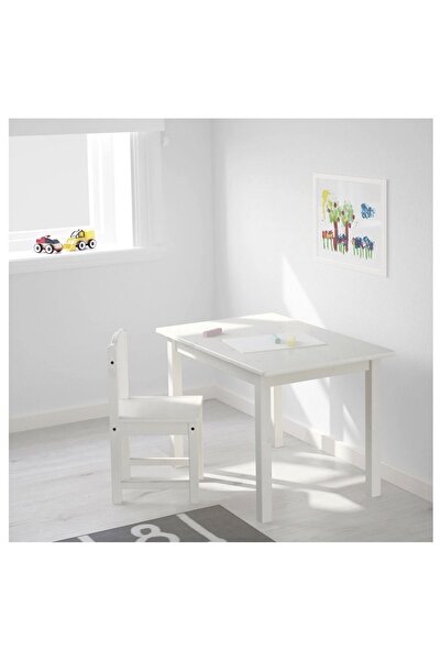 IKEA Ahşap Sundvik Ahşap Çocuk Sandalyesi Beyaz Modern Beyaz Sabit Modern