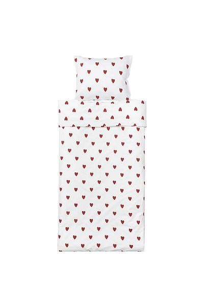 IKEA Single Duvet Cover Set Heart Red-White 150X200/50X60 cm 100% Cotton