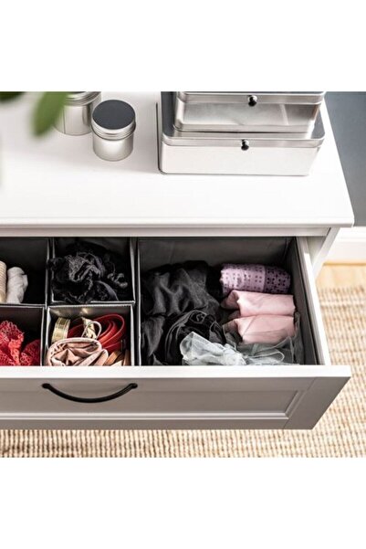 IKEA 6 Piece Dark Gray Organizer Box Set - 14X14X13 Cm, 28X14X13 Cm, 28X28X13 cm