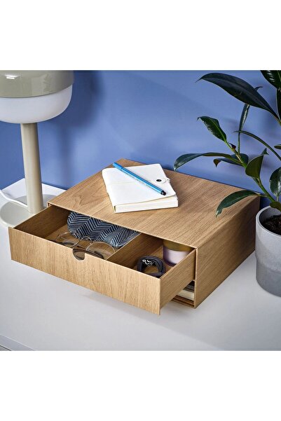 IKEA HASTVISKARE meşe görünümlü 32x24 cm çekmeceli kutu