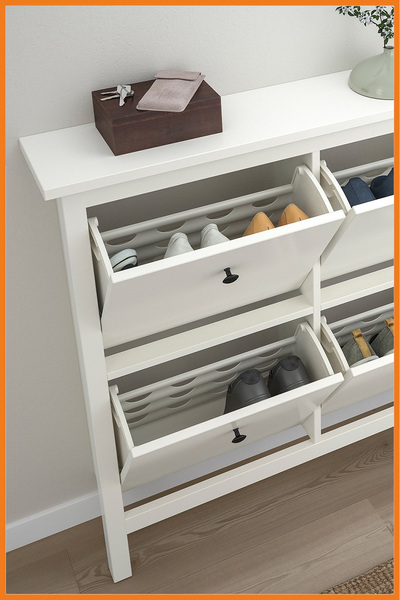 Alony Home Ayakkabı Dolabı 4 Kapaklı Ayaklı Kulplu Ayakkabılık 107x101x22 Cm Beyaz