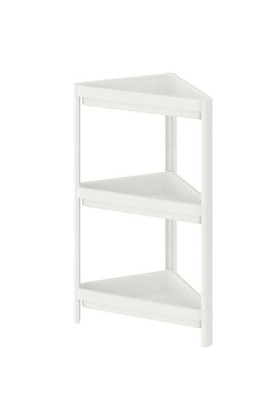 IKEA Vesken Triangle Rack Unit 3 επιπέδων Γωνιακό ράφι μπάνιου Organizer Λευκό