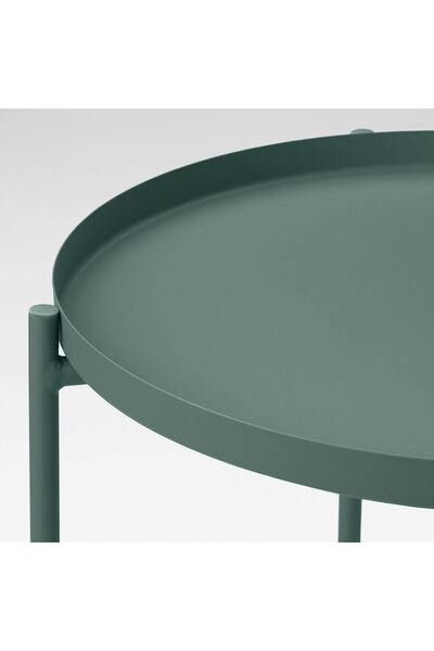 IKEA tepsili sehpa, koyu gri-yeşil, 45x53 cm