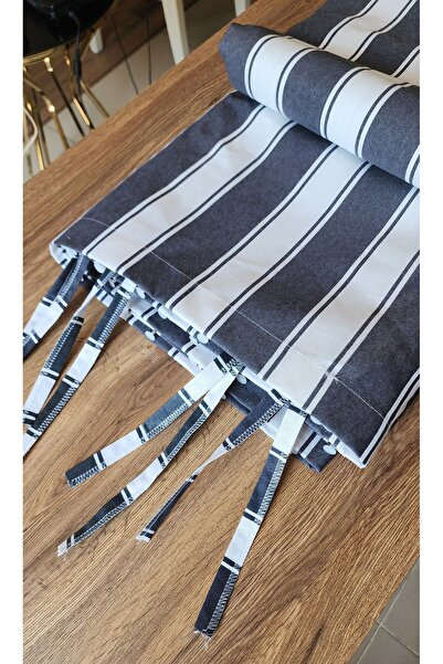 ALTINPAMUK Lüks Balkon Perdesi Gri Beyaz En X Yükseklik Özel Ölçü Yapılır (BAĞCIKLI) Ty801-2