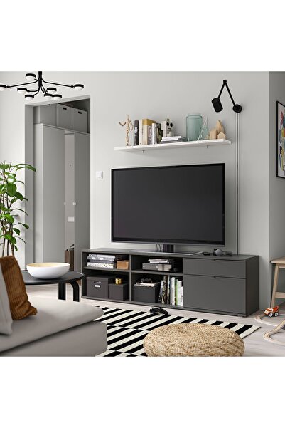 IKEA tv sehpası, koyu gri, 176x37x50 cm