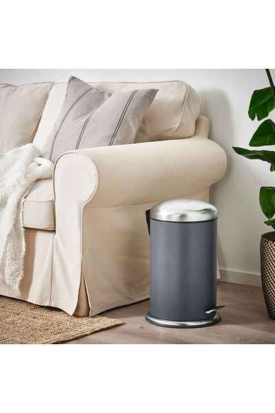 IKEA Σκούρο Γκρι Μεγάλο Ατσάλινο Υλικό Κάδος απορριμμάτων - Μπάνιο και Κουζίνα 45cm 12 Λίτρα