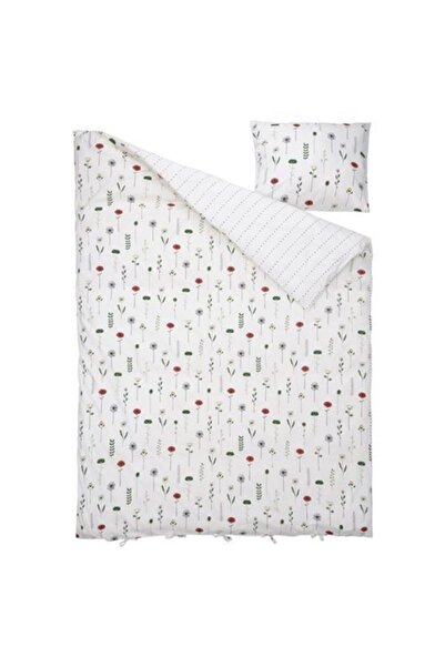 IKEA Nattslanda Tek Kişilik Nevresim Takımı, Beyaz-çok Renkli
