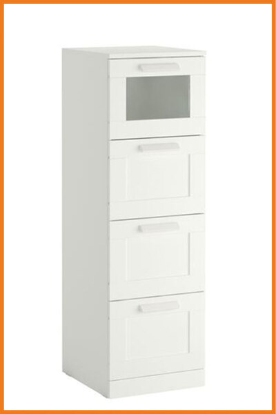 Alony Home Şifonyer 4 Çekmeceli Yatak Odası Depolama Sağlam 124x46x39 cm Beyaz