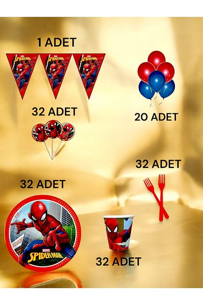 VibeHome 32 Person Spiderman Themed m Pack - Birthday Party and Fun Events