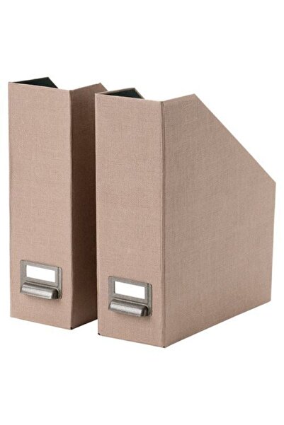 IKEA 2 Li File Holder with Handle - Dark Beige Filing Organizer Hard Cardboard