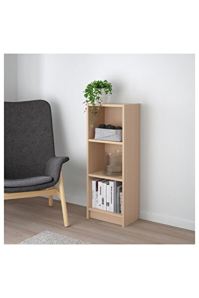 IKEA BILLY açık kitaplık, beyaz, ağartılmış meşe kaplama, kahverengi dişbudak kaplama, venge 40x28x106 cm