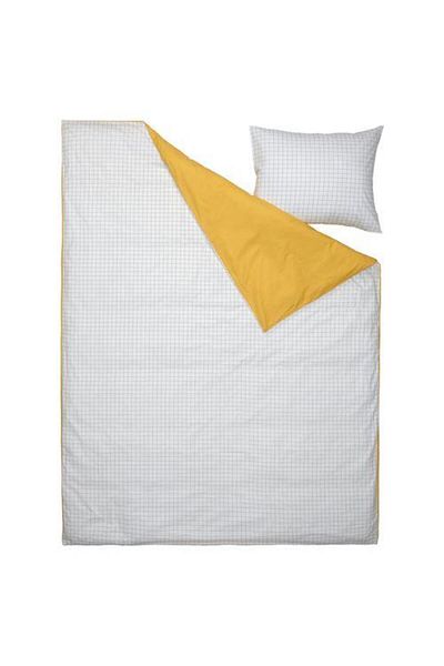 IKEA Children's Duvet Cover Set Single 150X200 White-Yellow Color Checkered Duvet Cover Without Sheets