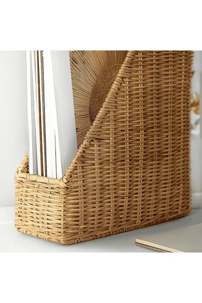 IKEA Rattan File Rack Natural Filing Organizer Home-Office 25X30X10 cm