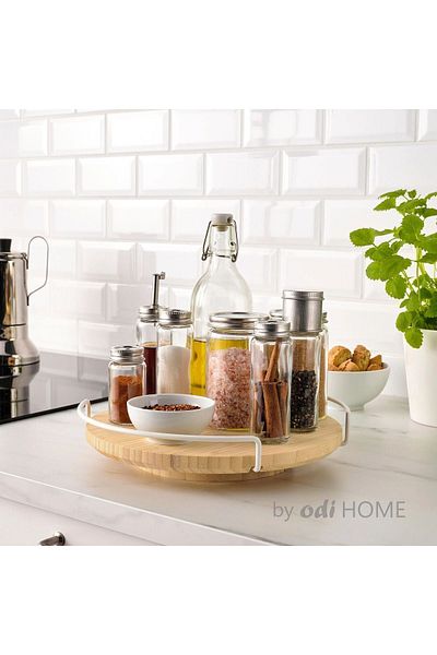 IKEA حامل عرض خشبي من الخيزران لوحة عرض دوارة 28 سم