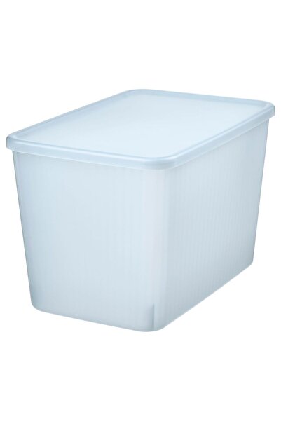 IKEA Dikdörtgen kapaklı saklama kutusu, şeffaf gri-mavi, 24x36x23 cm / 14.5 lt