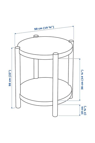 IKEA Yan Sehpa, Yükseklik: 56 cm  Çap: 50 cm