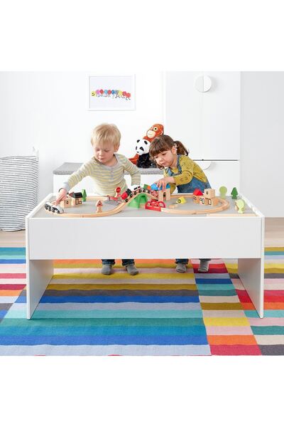 IKEA çocuk masası, beyaz-gri, 119x57x52 cm
