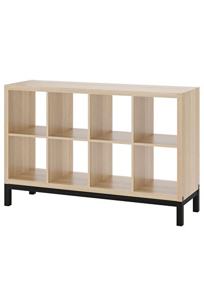 IKEA açık raf ünitesi, ağartılmış meşe görünümlü-siyah, 147x94 cm