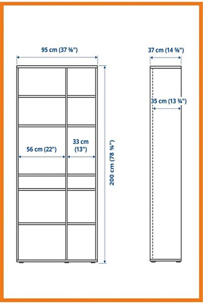 IKEA VIHALS  açık dolap, beyaz, 95x37x200 cm