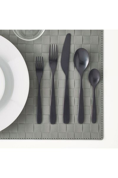 IKEA Tıllagd Cutlery Set, Black, 24 Pieces, Stainless Steel