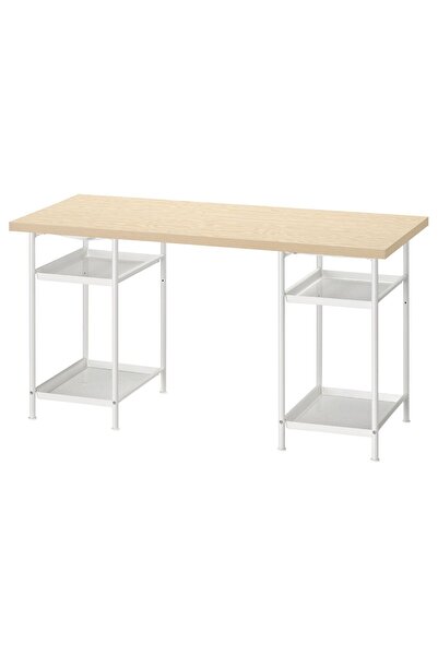 IKEA çalışma masası canlı çam efekti-beyaz 140x60 cm Uzunluk: 140 cm Genişlik: 60 cm  Yükseklik73 cm