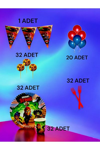 VibeHome Brawlstars Themed m Pack for 32 - Birthday Party and Fun Events