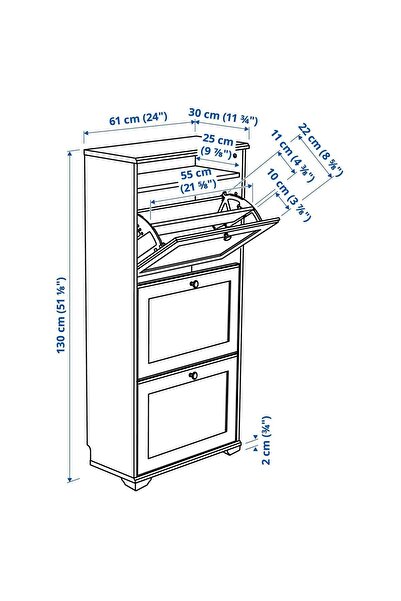 IKEA AKDENİZ BRUSALI beyaz 61x130 cm ayakkabı dolabı