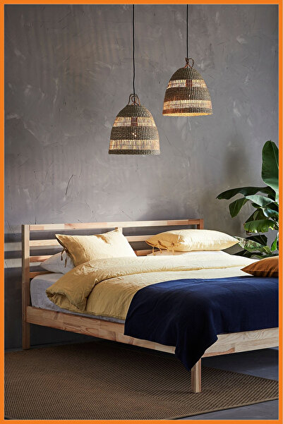 Alony Home Avize Abajur Başlığı Deniz Sazı Sarkıt Lamba Salon Mutfak Koridor Cafe 36 cm Kahverengi