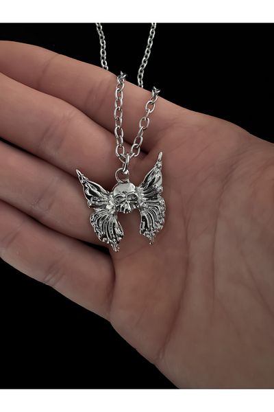 DarkellaStore Gothic Gothic Winged Skull Necklace