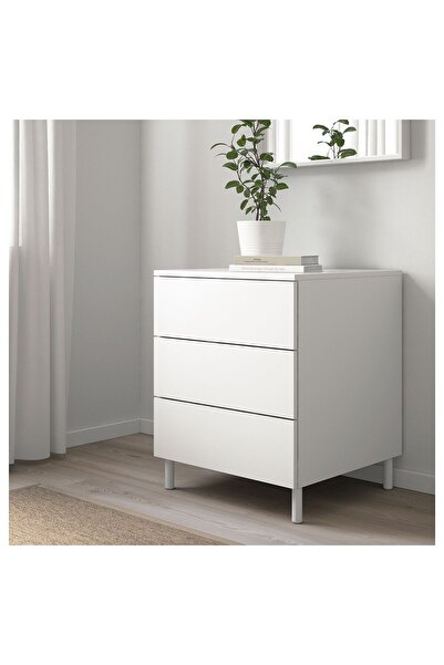 IKEA 3 çekmeceli şifonyer, beyaz, 60x55x73 cm