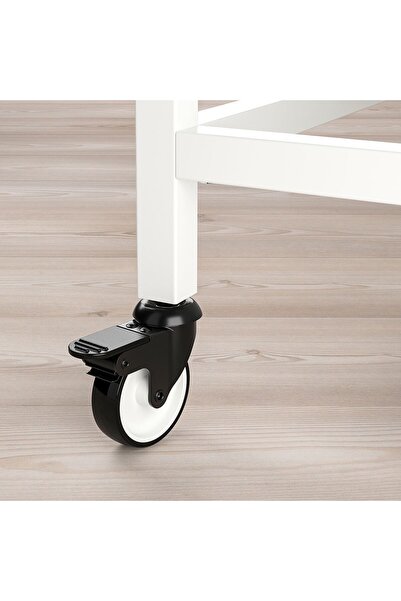 IKEA tekerlekli çalışma masası, bej-beyaz, 80x80 cm