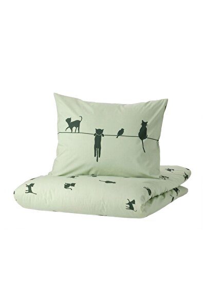 IKEA BARNDRÖM أخضر 150x200/50x60 سم طقم سرير للأطفال أخضر بدون مطاط 150 × 200...