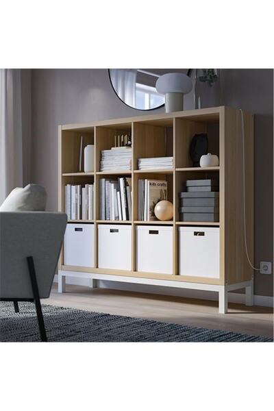 IKEA Kallax Açık Raf Ünitesi Tv Sehpası Ağartılmış Meşe Görünümlü-beyaz