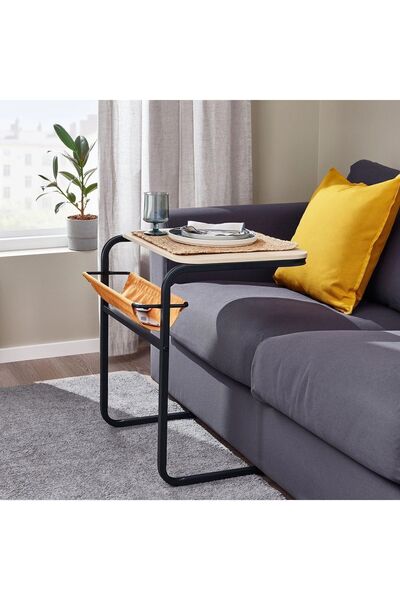 IKEA OLSERÖD yan sehpa, siyah-huş, 53x50 cm C SEHPA