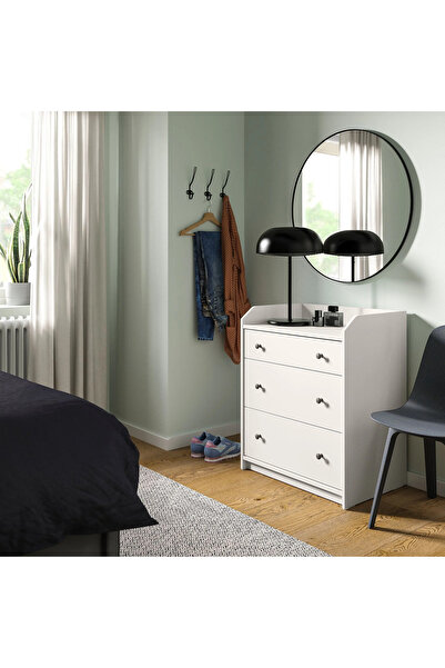IKEA Beyaz 70x84 cm 3 Çekmeceli Modern Şifonyer