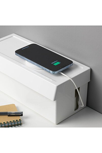 IKEA Kapaklı Kablo Düzenleme Kutusu Genişlik: 32 Cm İkea Masa Üstü Kablo Düzenleyici Plastik Beyaz