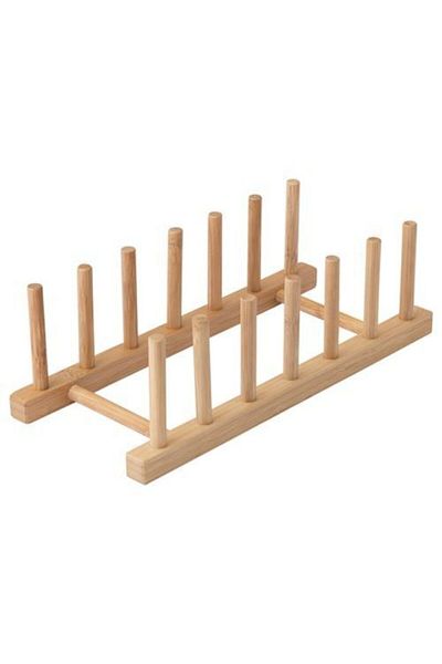 IKEA Bamboo Plate Rack Organizer Practical Kitchen Utensil Cabinet Organizer