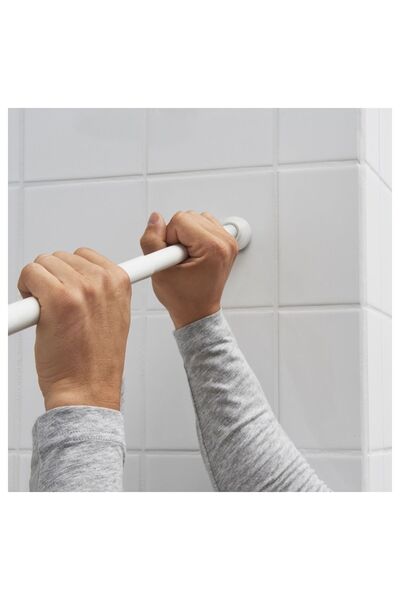 IKEA 70-120 Cm Pratik Monte Duş Perdesi Çubuğu Beyaz Uzunluğu Ayarlanabilir Yaylı Çubuk