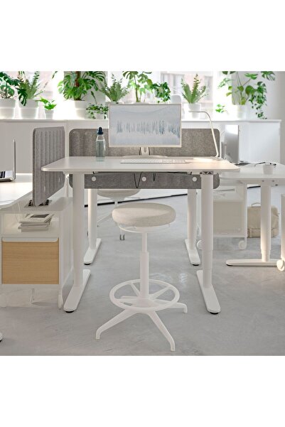 IKEA tabure, gunnared koyu gri-gunnared bej