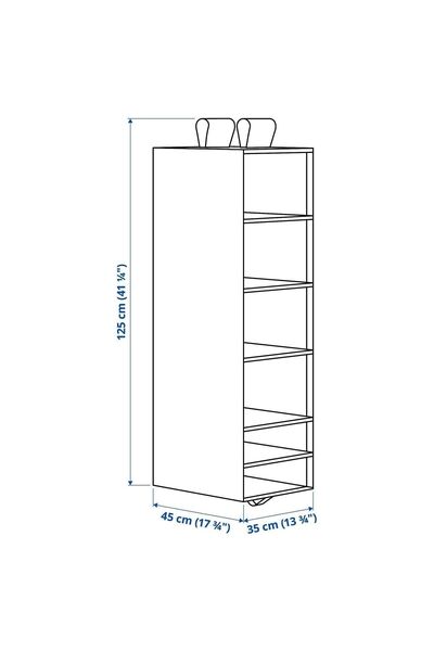 IKEA Dolap Içi Asılabilir Bölmeli Düzenleyici Ölçü 35x45x125 Cm Beyaz Renk Bölmeli Düzenleyici