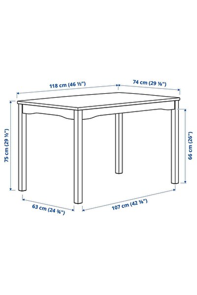 IKEA mutfak masası, gri, 118x74 cm, 4 kişilik