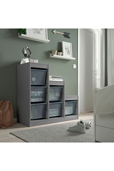 IKEA saklama ünitesi, gri-mavi, 99x44x94 cm