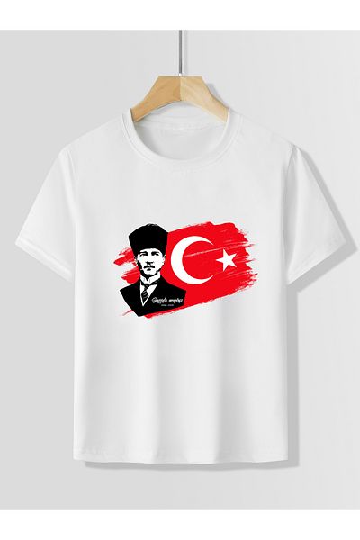 Let's Wear Premium 23 aprilie 29 octombrie 10 noiembrie 19 mai Costum de spectacol Tricou roșu cu mânecă scurtă cu imprimeu Ataturk