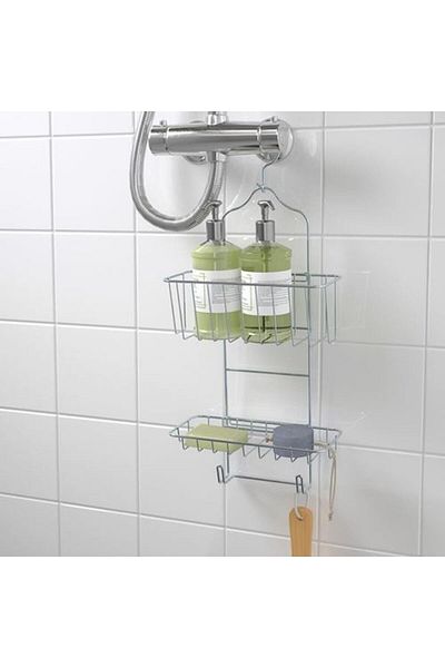 IKEA Καλάθι ντους 2 τεμαχίων επιψευδαργυρωμένο 24x53 cm ατσάλι, γαλβανισμένο, ράφι τοίχου μπάνιου